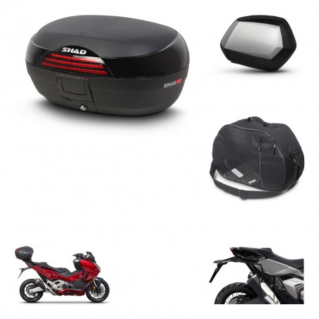 SHAD Maletas SH35 PREMIUM + soporte montaje baul SH46 accesorios 45 L KIT-477587