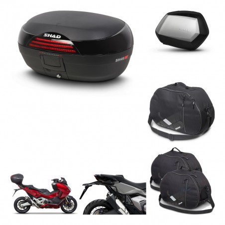 SHAD Maletas SH35 PREMIUM + soporte montaje baul SH46 accesorios 45 L KIT-477588