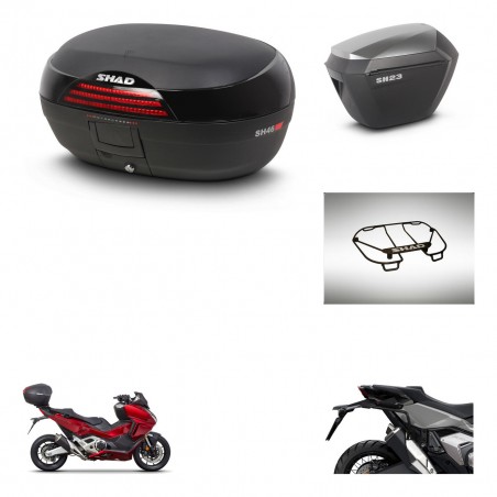 SHAD Maletas sh23 alu + soporte montaje baul SH46 accesorios 45 L KIT-477625