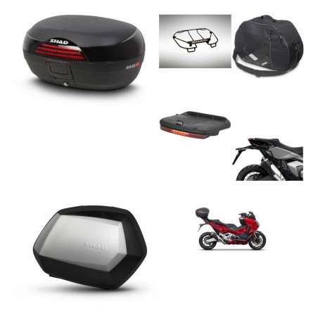 SHAD Maletas SH35 PREMIUM + soporte montaje baul SH46 accesorios 45 L KIT-477641