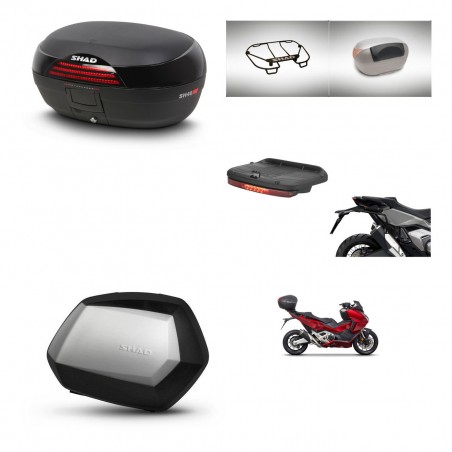 SHAD Maletas SH35 PREMIUM + soporte montaje baul SH46 accesorios 45 L KIT-477653