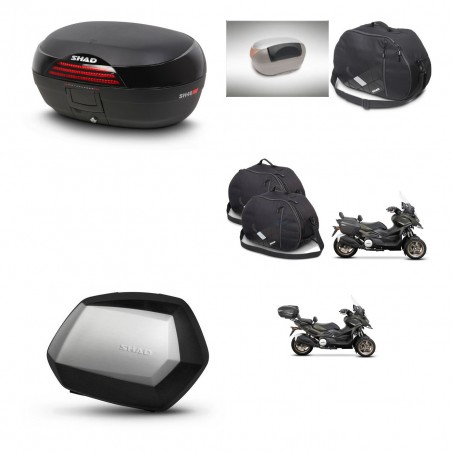 SHAD Maletas SH35 PREMIUM + soporte montaje baul SH46 accesorios 45 L KIT-477804