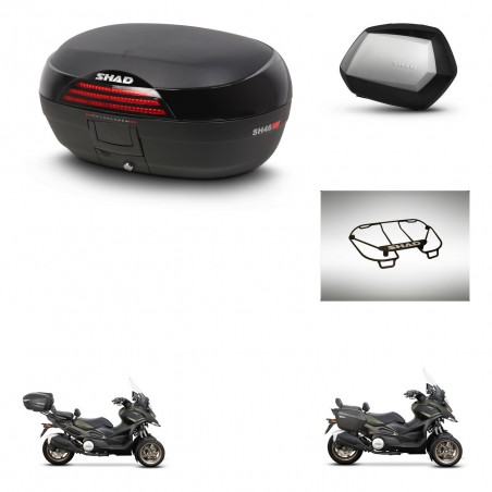 SHAD Maletas SH35 PREMIUM + soporte montaje baul SH46 accesorios 45 L KIT-477815