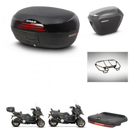 SHAD SH23 alu suitcases + mounting bracket SH46 trunk accessories 45 L KIT-477823