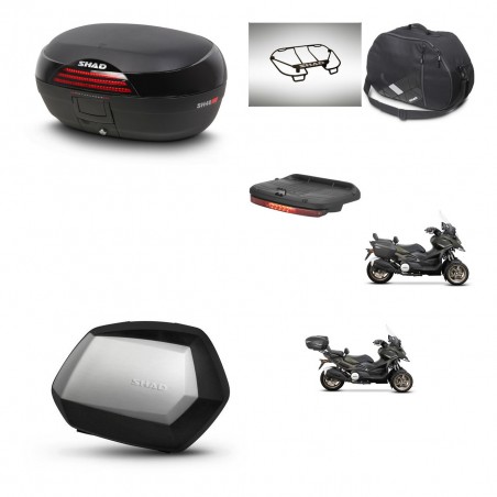 SHAD Maletas SH35 PREMIUM + soporte montaje baul SH46 accesorios 45 L KIT-477833