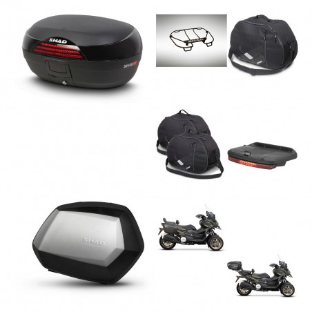 SHAD Maletas SH35 PREMIUM + soporte montaje baul SH46 accesorios 45 L KIT-477834