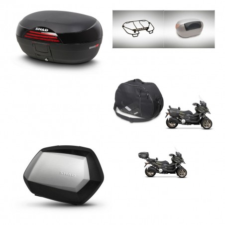 SHAD Maletas SH35 PREMIUM + soporte montaje baul SH46 accesorios 45 L KIT-477851