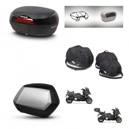 SHAD Maletas SH35 PREMIUM + soporte montaje baul SH46 accesorios 45 L KIT-477852