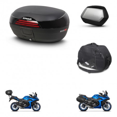 SHAD Maletas SH35 PREMIUM + soporte montaje baul SH46 accesorios 45 L KIT-477875