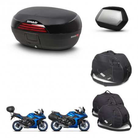 SHAD Maletas SH35 PREMIUM + soporte montaje baul SH46 accesorios 45 L KIT-477876