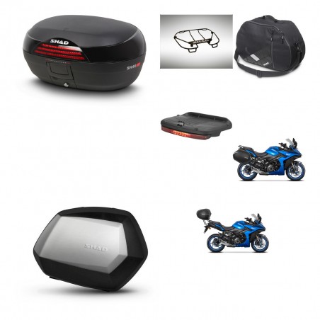 SHAD Maletas SH35 PREMIUM + soporte montaje baul SH46 accesorios 45 L KIT-477929