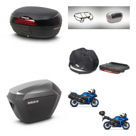SHAD Maletas sh23 alu + soporte montaje baul SH46 accesorios 45 L KIT-477955