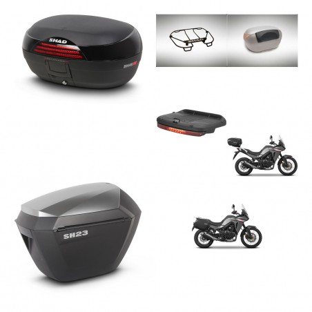 SHAD Maletas sh23 alu + soporte montaje baul SH46 accesorios 45 L KIT-480584
