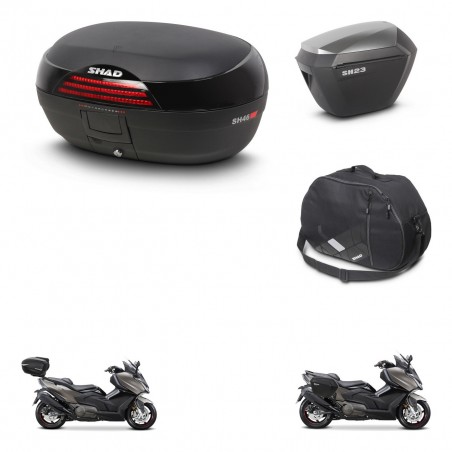SHAD Maletas sh23 alu + soporte montaje baul SH46 accesorios 45 L KIT-480902