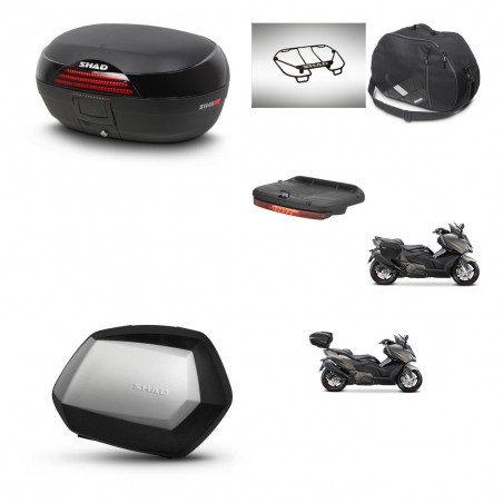 SHAD Maletas SH35 PREMIUM + soporte montaje baul SH46 accesorios 45 L KIT-480954