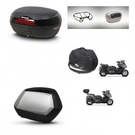 SHAD Maletas SH35 PREMIUM + soporte montaje baul SH46 accesorios 45 L KIT-480972