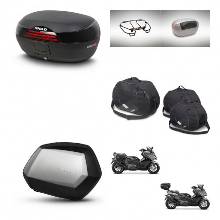 SHAD Maletas SH35 PREMIUM + soporte montaje baul SH46 accesorios 45 L KIT-480973