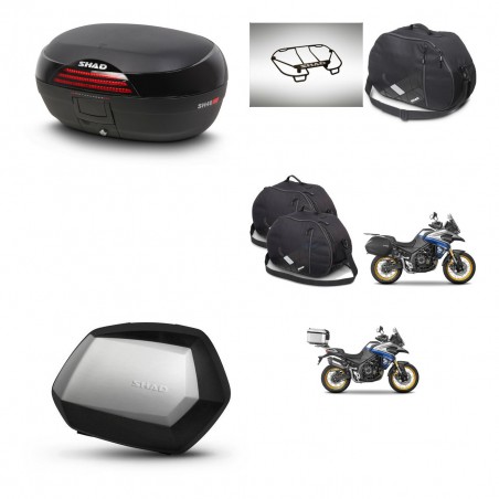 SHAD Maletas SH35 PREMIUM + soporte montaje baul SH46 accesorios 45 L KIT-481045