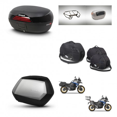 SHAD Maletas SH35 PREMIUM + soporte montaje baul SH46 accesorios 45 L KIT-481069