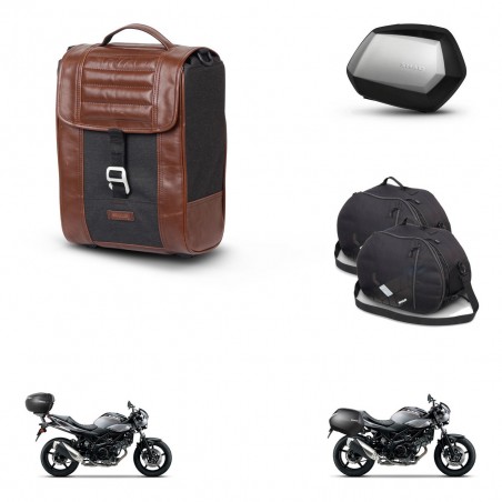SHAD Maletas SH35 PREMIUM + soporte montaje Baul maleta accesorios SR38 CAFE RACER STYLE 1U KIT-481213