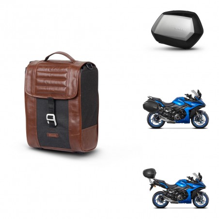 SHAD Maletas SH35 PREMIUM + soporte montaje Baul maleta SR38 CAFE RACER STYLE 1U KIT-481284