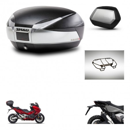 SHAD Maletas SH35 PREMIUM + soporte montaje baul SH48 accesorios TITANIUM KIT-481356