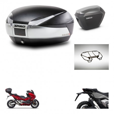 SHAD Maletas sh23 alu + soporte montaje baul SH48 accesorios TITANIUM PREMIUM KIT-481358