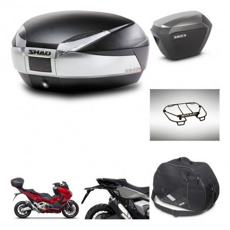 SHAD SH23 alu suitcases + mounting bracket SH48 trunk accessories TITANIUM PREMIUM KIT-481370