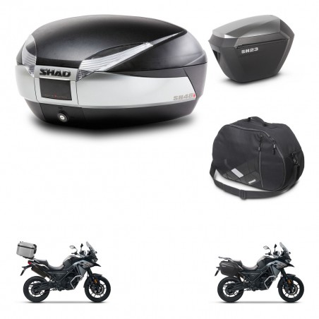 SHAD SH23 alu suitcases + mounting bracket SH48 trunk accessories TITANIUM PREMIUM KIT-481394