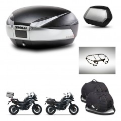 SHAD SH35 PREMIUM suitcases + mounting bracket SH48 trunk accessories TITANIUM KIT-481405