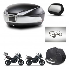 SHAD SH35 PREMIUM suitcases + mounting bracket SH48 trunk accessories TITANIUM KIT-481416