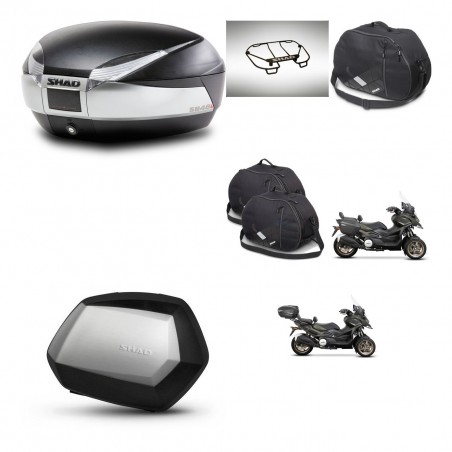 SHAD Maletas SH35 PREMIUM + soporte montaje baul SH48 accesorios TITANIUM KIT-481465