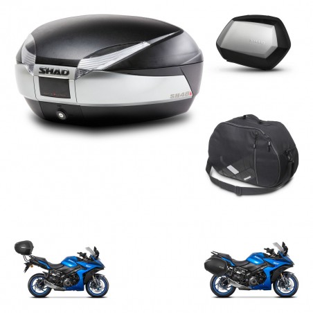 SHAD Maletas SH35 PREMIUM + soporte montaje baul SH48 accesorios TITANIUM KIT-481488