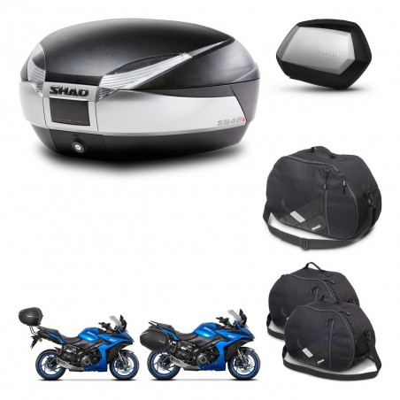 SHAD Maletas SH35 PREMIUM + soporte montaje baul SH48 accesorios TITANIUM KIT-481489