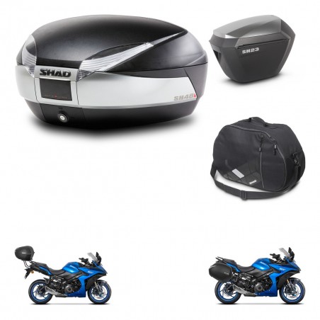 SHAD Maletas sh23 alu + soporte montaje baul SH48 accesorios TITANIUM PREMIUM KIT-481490