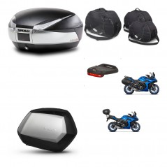 SHAD Maletas SH35 PREMIUM + soporte montaje baul SH48 accesorios TITANIUM KIT-481495