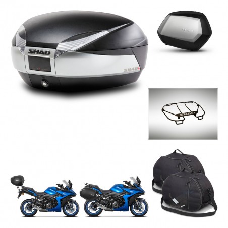 SHAD Maletas SH35 PREMIUM + soporte montaje baul SH48 accesorios TITANIUM KIT-481501
