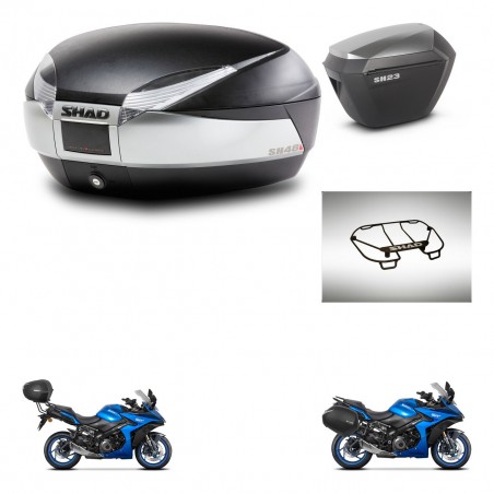 SHAD Maletas sh23 alu + soporte montaje baul SH48 accesorios TITANIUM PREMIUM KIT-481502