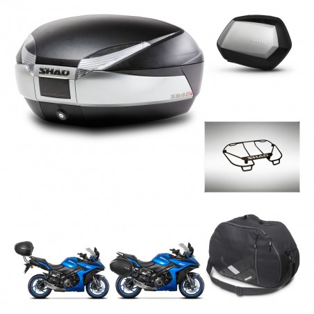 SHAD Maletas SH35 PREMIUM + soporte montaje baul SH48 accesorios TITANIUM KIT-481512