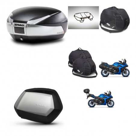 SHAD Maletas SH35 PREMIUM + soporte montaje baul SH48 accesorios TITANIUM KIT-481513