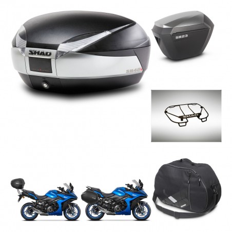 SHAD Maletas sh23 alu + soporte montaje baul SH48 accesorios TITANIUM PREMIUM KIT-481514