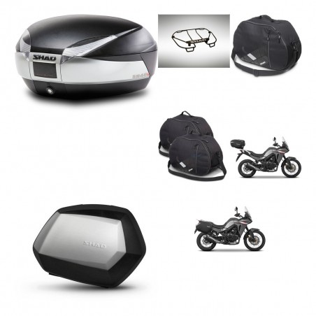 SHAD Maletas SH35 PREMIUM + soporte montaje baul SH48 accesorios TITANIUM KIT-481609