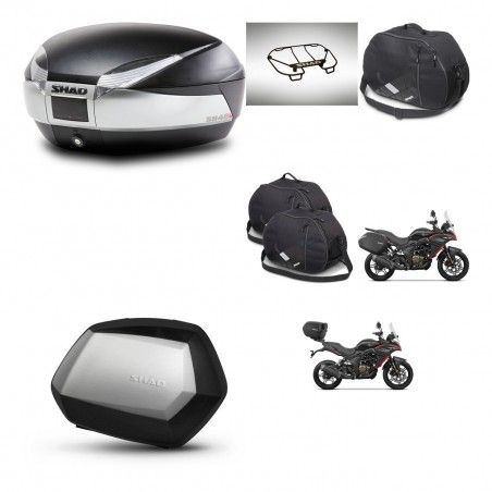 SHAD Maletas SH35 PREMIUM + soporte montaje baul SH48 accesorios TITANIUM KIT-481657