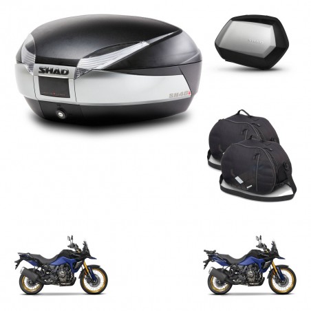 SHAD Maletas SH35 PREMIUM + soporte montaje baul SH48 accesorios TITANIUM KIT-481669