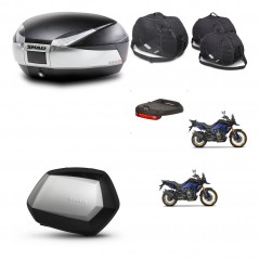 SHAD SH35 PREMIUM suitcases + mounting bracket SH48 trunk accessories TITANIUM KIT-481687