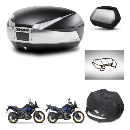 SHAD SH35 PREMIUM suitcases + mounting bracket SH48 trunk accessories TITANIUM KIT-481704