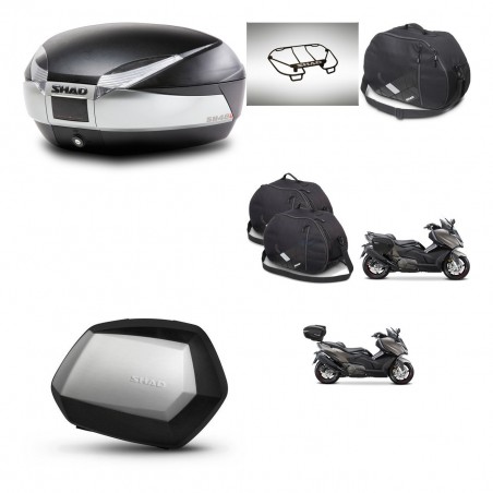 SHAD Maletas SH35 PREMIUM + soporte montaje baul SH48 accesorios TITANIUM KIT-481801