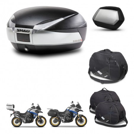 SHAD Maletas SH35 PREMIUM + soporte montaje baul SH48 accesorios TITANIUM KIT-481825