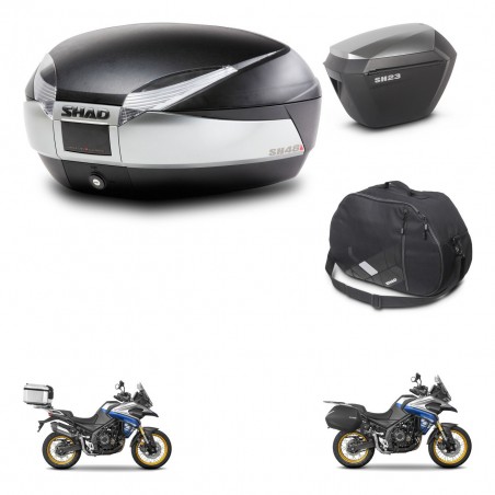 SHAD Maletas sh23 alu + soporte montaje baul SH48 accesorios TITANIUM PREMIUM KIT-481826