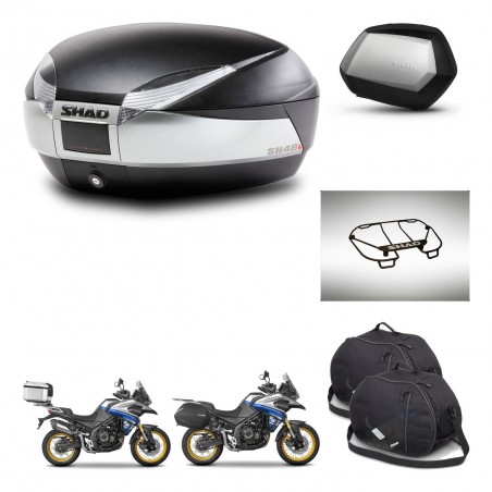 SHAD Maletas SH35 PREMIUM + soporte montaje baul SH48 accesorios TITANIUM KIT-481837